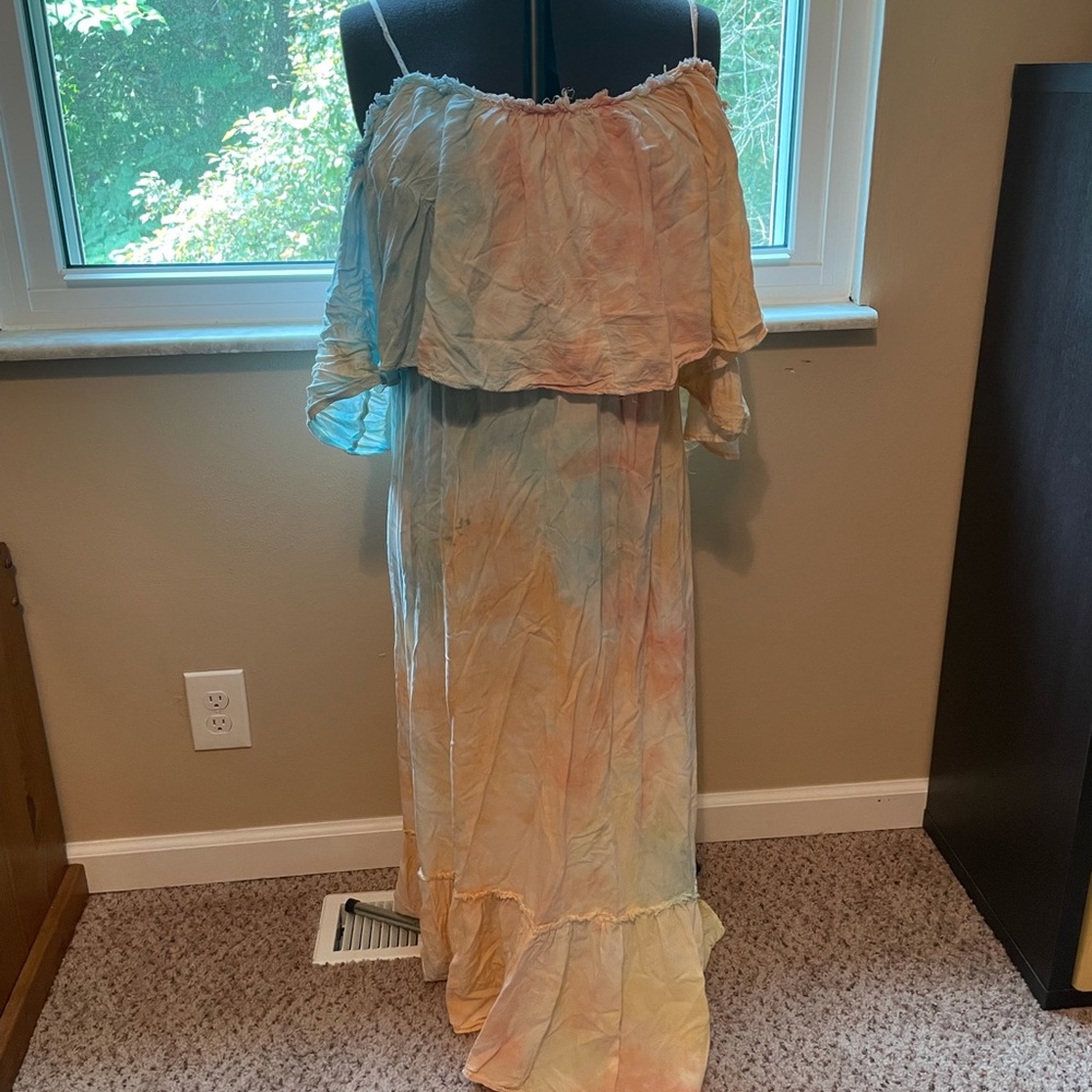 Tie Dye Maxi Dress Off the Shoulder